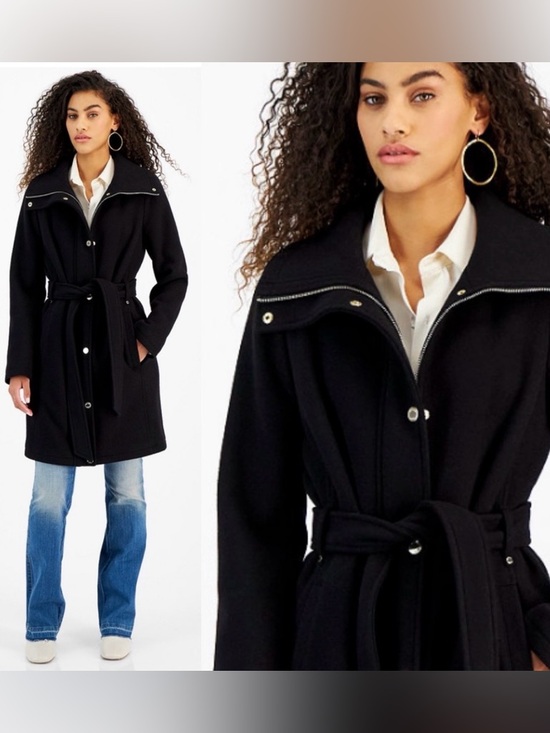 MICHAEL Michael Kors Jackets & Blazers - NEW Michael Kors Belted Car Coat Size S Small Black